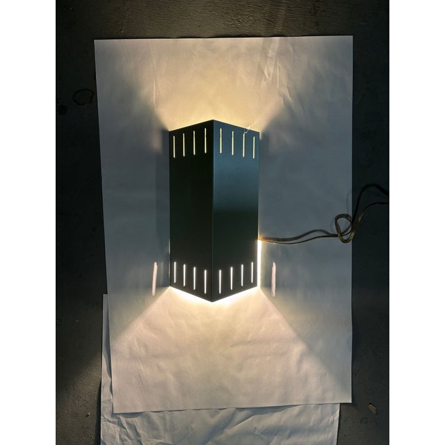 1950s Mid-Century Modern Googie Geometric Enameled Steel Wall Sconce W/ Slots , 47 Available For Sale - Image 16 of 18