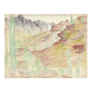 1940s Grace Spongberg Sabino Canyon Tucson Arizona Drawing For Sale