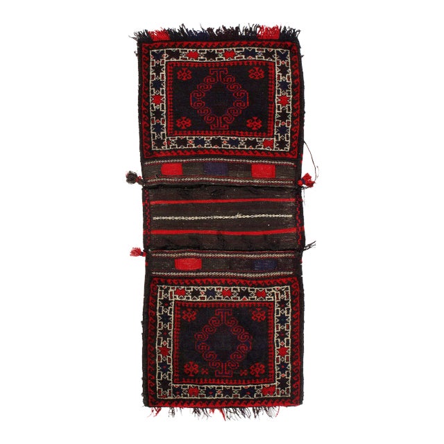 Vintage Persian Hand Knotted Shiraz Saddle Bag 2' X 4'11'' For Sale