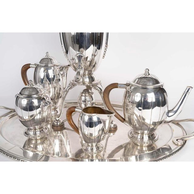 Art Nouveau Coffee and Tea Service with Samovar, Sugar Bowl and Milk Jug, Set of 6 For Sale - Image 3 of 15
