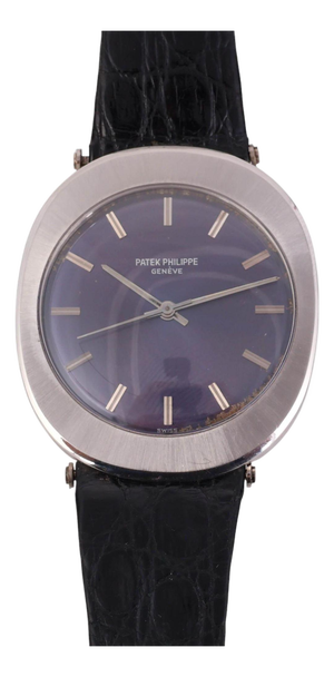 1970s Patek Philippe "Jumbo Ufo" Automatic Steel Purple 35mm Dial Leather Strap Watch
