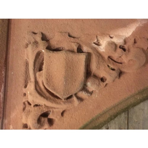 Brick Red Antique Brownstone 5 Section Architectural Cornice With Catholic Nun Figures Tudor For Sale - Image 8 of 12