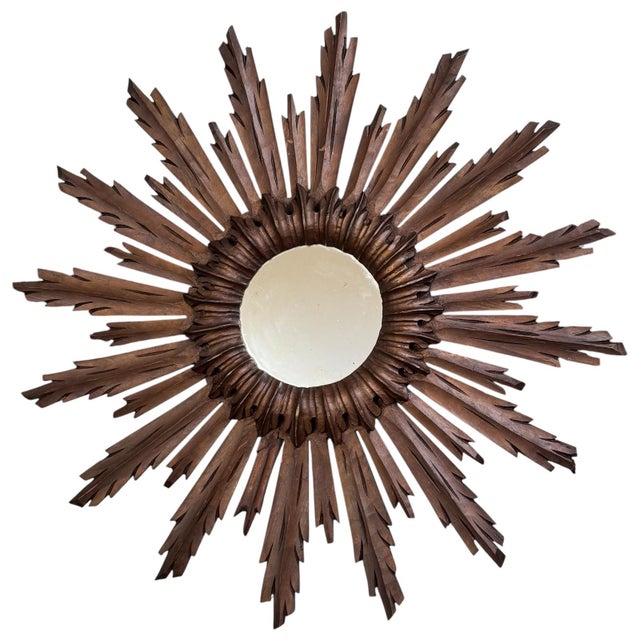 Witches Sun Mirror in Gilded Wood, 1950s For Sale - Image 6 of 6