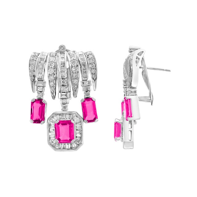 2020s Gia Certified, No Heat, 60 Ct Pink Sapphire & 25 Ct Diamond Necklace Suite 18 Kt For Sale - Image 5 of 8