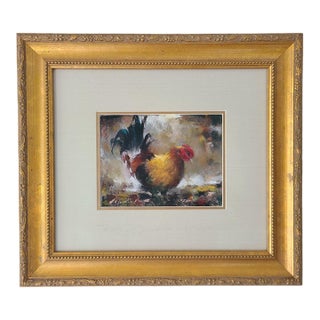 Ramon Kelley Original Pastel Painting Portrait of a Rooster For Sale