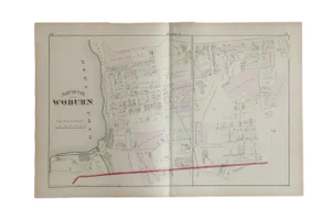 Antique Woburn Massachusetts Atlas Map Plate