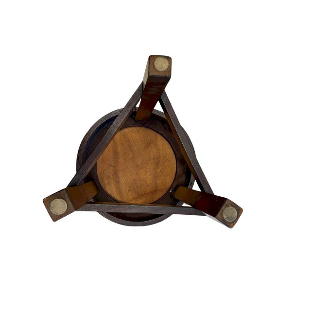 Brown Art Deco Style Wood and Fabric Stool, 1950s For Sale - Image 8 of 9