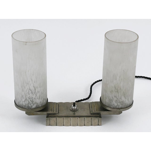 Contemporary Art Deco Brass and Glass Table Lamp, France, 1920s For Sale - Image 3 of 18