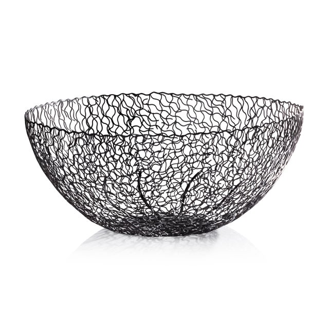 Rustic Seaflower Design Decorative Wrought Iron Bowl, 22.5" x 10" For Sale - Image 3 of 3