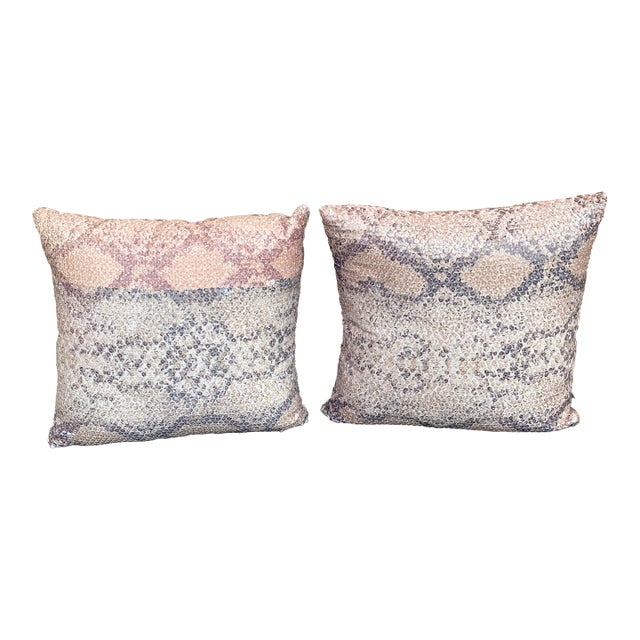 Faux Snakeskin Throw Pillows- Set of 2 For Sale
