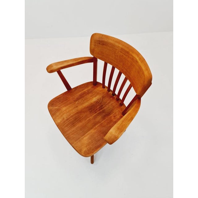 Brown Bauhaus Style Swivel Office Armchair in Wood from Stollgiroflex, 1960s For Sale - Image 8 of 11