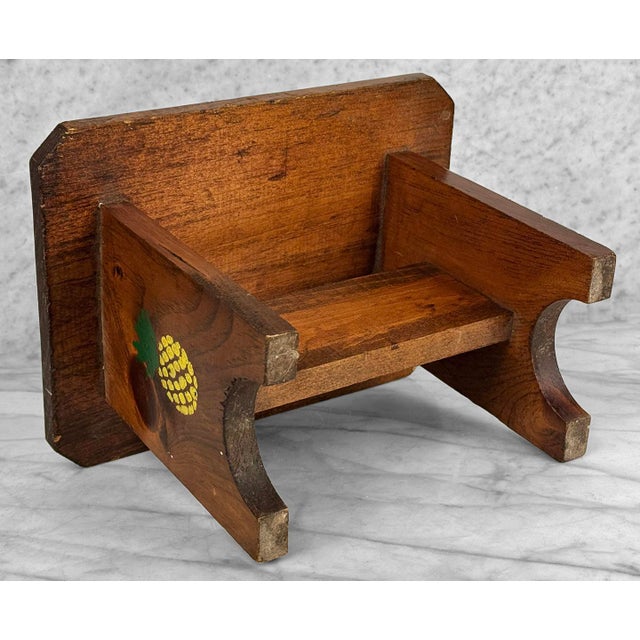 Vintage Farmhouse Folk Art Painted Pine Footstool For Sale - Image 10 of 10