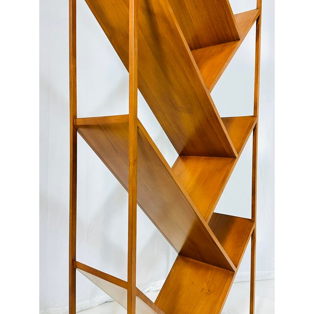 Danish Modern Geometric Wood Étagère Open Display Bookcase, Mid-Century Style For Sale - Image 14 of 17