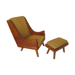 Rustic Modern Ochre Lounge Chair & Ottoman For Sale