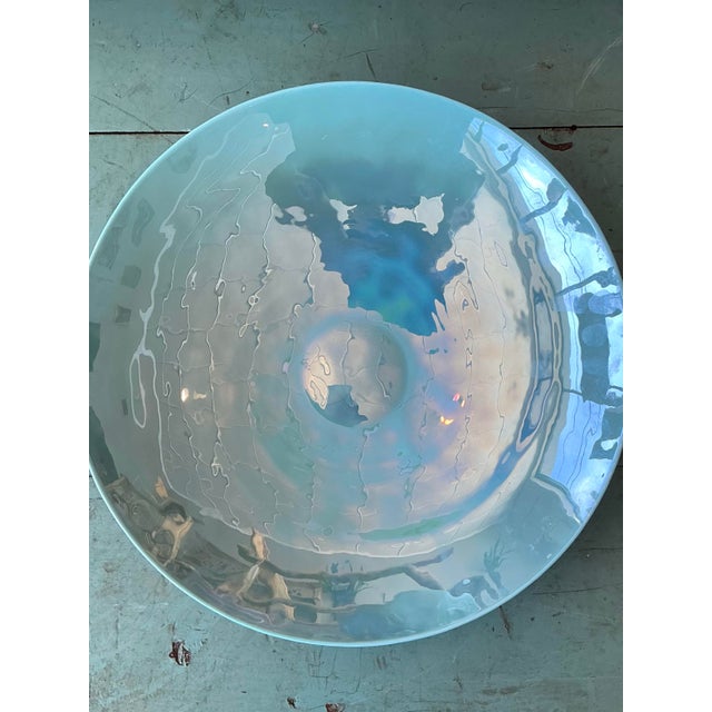 Aqua Vintage Murano Iridescent Centerpiece Bowl For Sale - Image 8 of 12