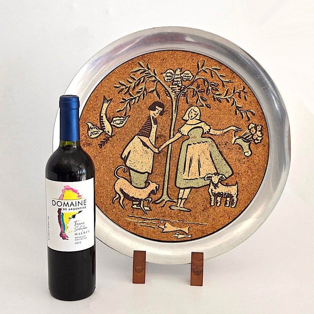 1960s Vintage Bar Tray With Hand Painted Scandinavian Design For Sale - Image 5 of 11