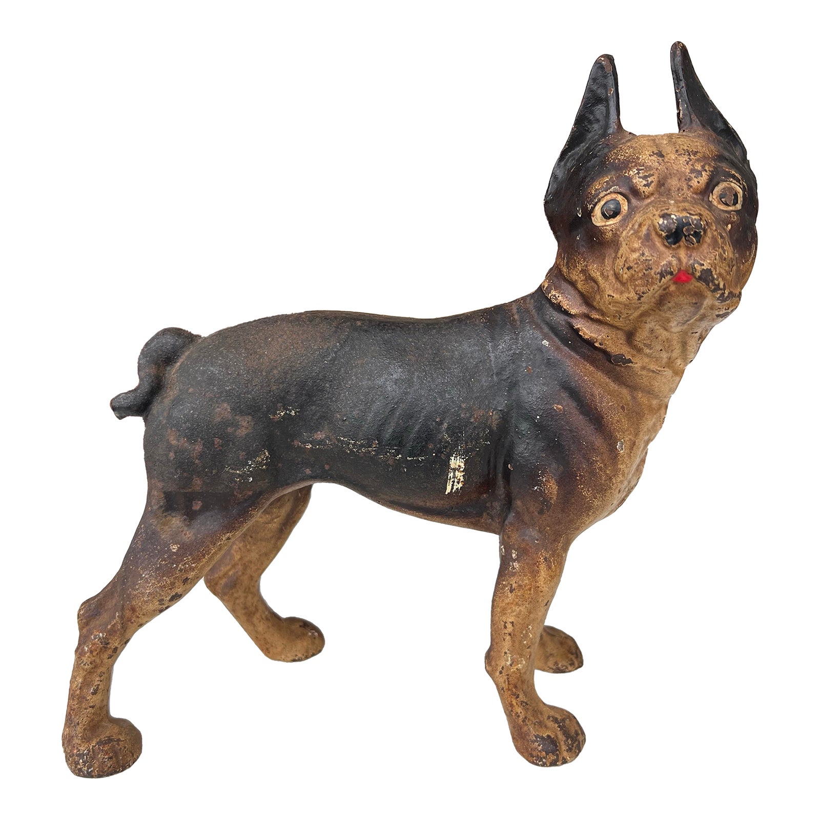 Antique Cast Iron Boston Terrier Dog Doorstop | Chairish
