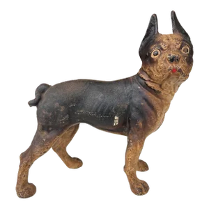 Antique Cast Iron Boston Terrier Dog Doorstop
