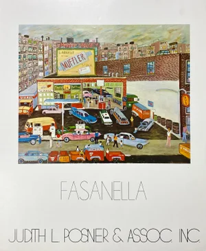 1970s Ralph Fasanella Judith L.Posner Exhibition Lithograph