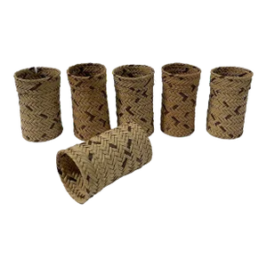 Early 21st Century Hand Woven Pine Needle Napkin Rings by the Tarahumara in Mexico - Set of 6