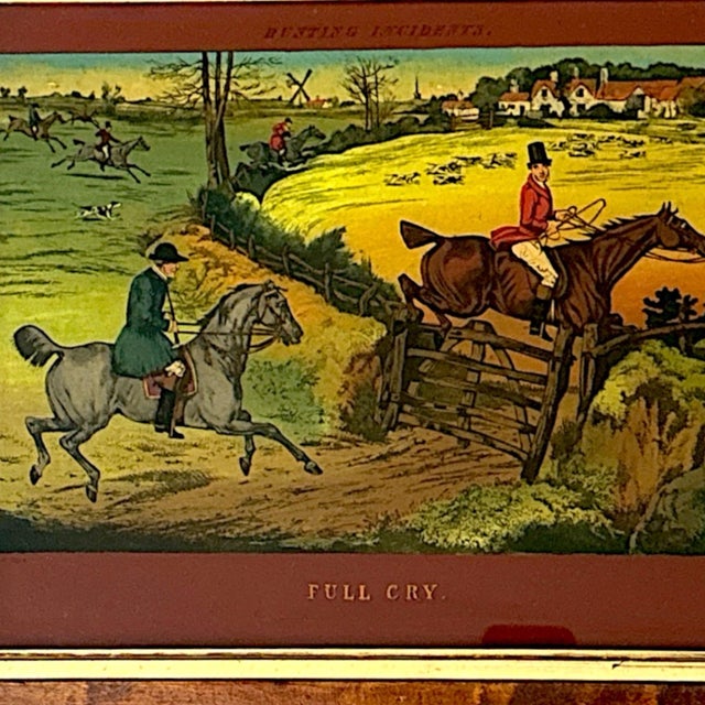 Wood Antique English Chromolithographs in Maple Frames - Hunting Incidents Series - A Pair For Sale - Image 7 of 9