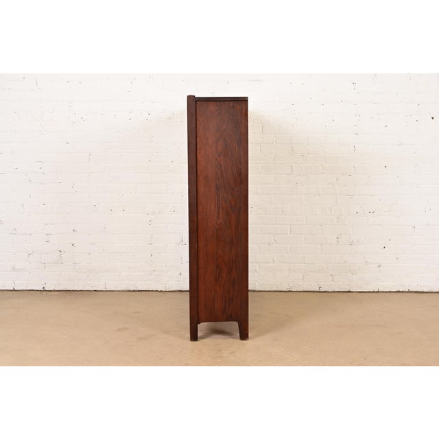 Brown Stickley Brothers Style Antique Mission Oak Arts & Crafts Bookcase Cabinet, Circa 1920s For Sale - Image 8 of 11