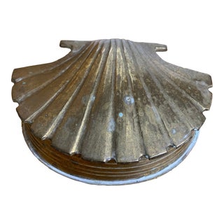 Vintage Brass Scallop Shell Trinket Box For Sale