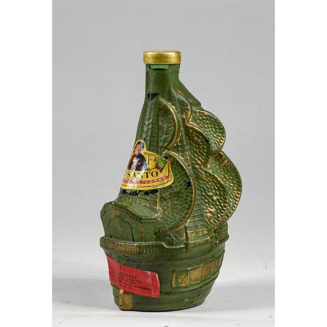 Glass Vinsanto Bertocchini Livorno Bottle in Shape of Sailing Ship, 1960s For Sale - Image 6 of 9