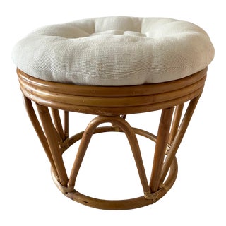 Vintage Rattan Stool/Ottoman For Sale
