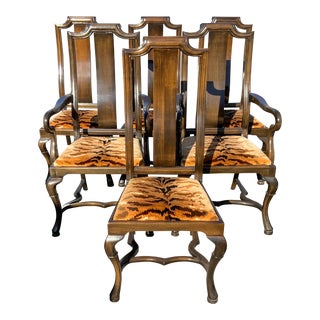 Late 20th Century Chinoiserie Dining Chairs- Set of 6 For Sale