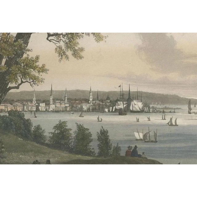 View of New York City from Weehawken, 1834, Hand-Colored Aquatint Print For Sale - Image 4 of 10