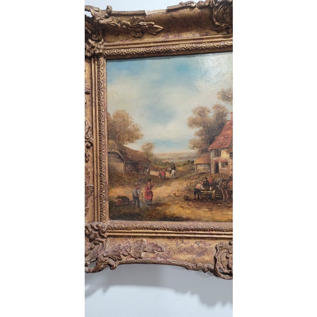 Antique English Original Landscape Oil Painting Georgina Lara 19th Century Gold Frame For Sale - Image 4 of 12