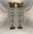 Brass Antique Brass Butterfly Candlestick Holders: Oriental Floral Etched Decor For Sale - Image 8 of 10