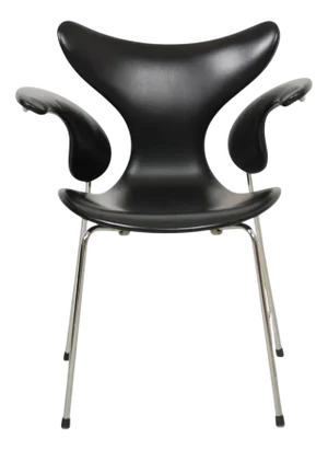 3208 Lily Chair in Black Leather by Arne Jacobsen, 1990s