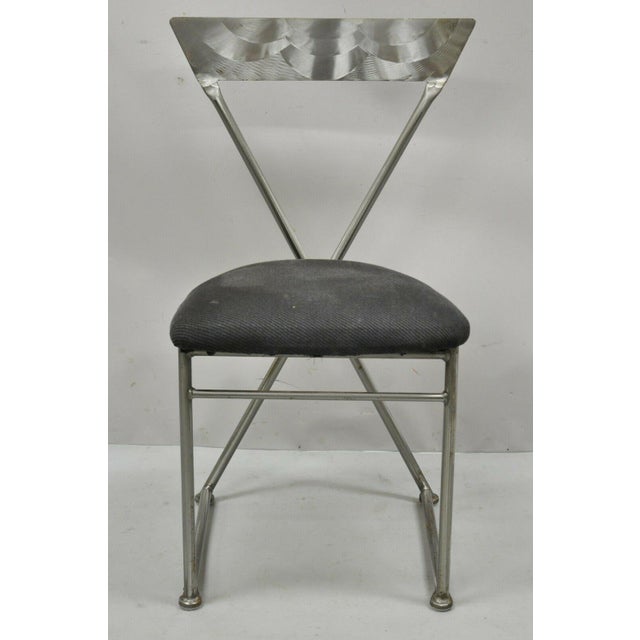 Shaver Howard Italian Modernist Brushed Steel Metal Dining Chairs Set
