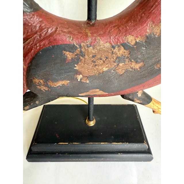 Farmhouse Vintage Rustic Folk Art Rooster Table Lamp For Sale - Image 3 of 12
