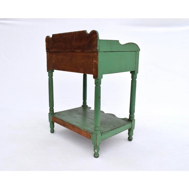 Antique Two Tier Wash Stand, Dovetail Joinery, Original Green Paint For Sale - Image 15 of 15