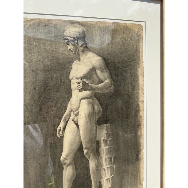 Vintage 1930s Original Pencil Sketch of Gladiator For Sale - Image 9 of 11