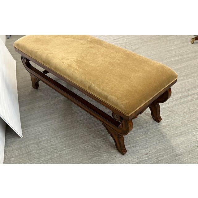 Early 21st Century Bernhardt Golden Velvet Bench For Sale - Image 5 of 12