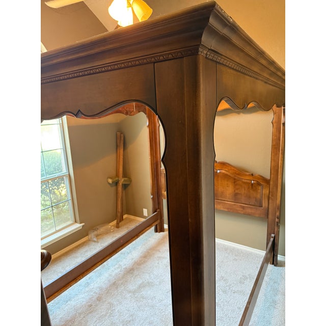 Ethan Allen Vintage Country French Queen Canopy Carved Poster Bed For Sale - Image 13 of 14