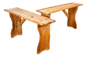 Early 20th Century Primitive Pine Wood Rustic Benches - A Pair