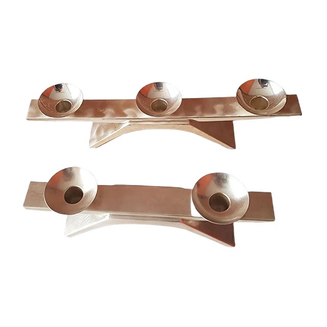 Ikora Silver-Plated Candleholders by Radke Kurt for WMF, 1960s, Set of 2 For Sale