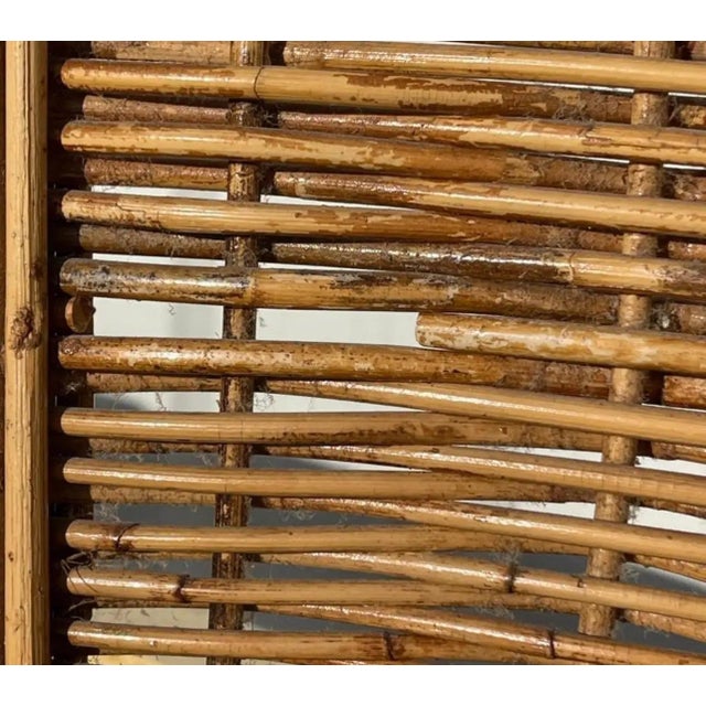 Wood 1970s Rattan Woven Wicker Peacock Fan Back Lounge Chair For Sale - Image 7 of 12