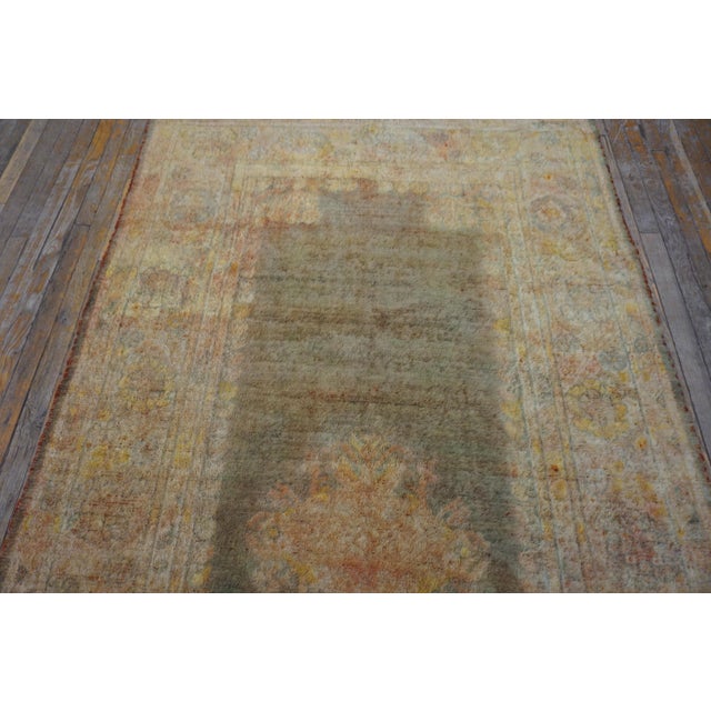 Late 19th Century 1880s Sky Blue Ghiordes Tribal Antique Turkish Angora Oushak Rug 5' X 8' 9" Knotted Wool Carpet For Sale - Image 5 of 6