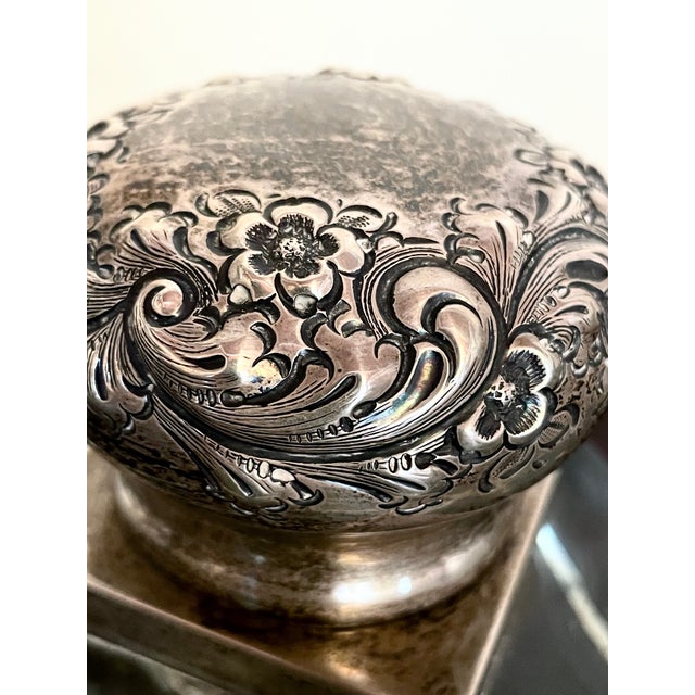 19th Century Black Starr & Frost Sterling Capped Bevelled Crystal Desk Inkwell For Sale - Image 11 of 12