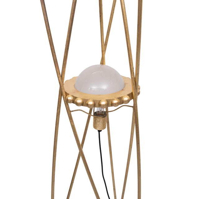 Metal Vintage Italian Gold Art Floor Lamp from Mikado, 1970 For Sale - Image 7 of 10