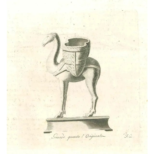 Ancient roman statue, from the series "antiquities of herculaneum", is an original etching on paper realized by anonymous...