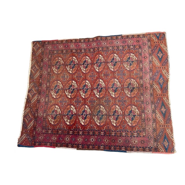 Antique Circa 1900 Fine Tribal Turkmen Tekke Wool Rug 47" For Sale - Image 9 of 9