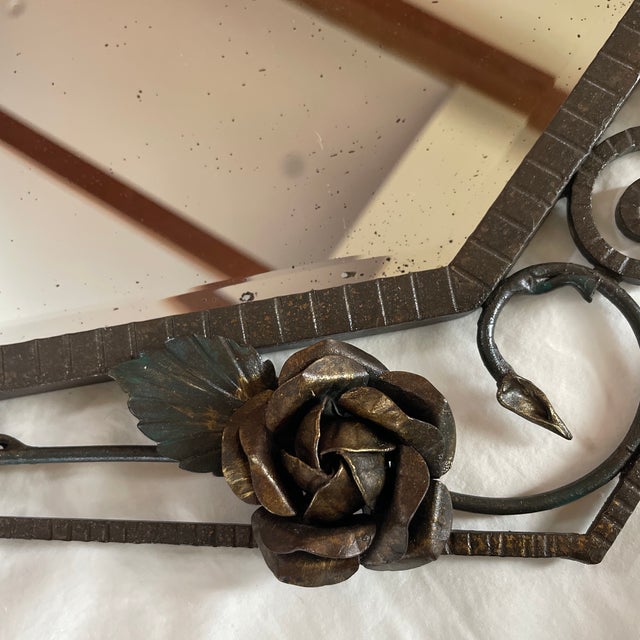 Vintage French Art Deco Mirror With Floral Motif, 1930’s For Sale In Seattle - Image 6 of 12