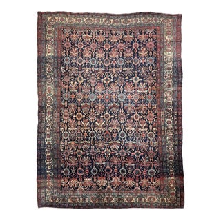 Cotton-Candy Hydrangea with Protective Evil Eye Antique Bibikkibad Rug 8.7 x 11.9 For Sale